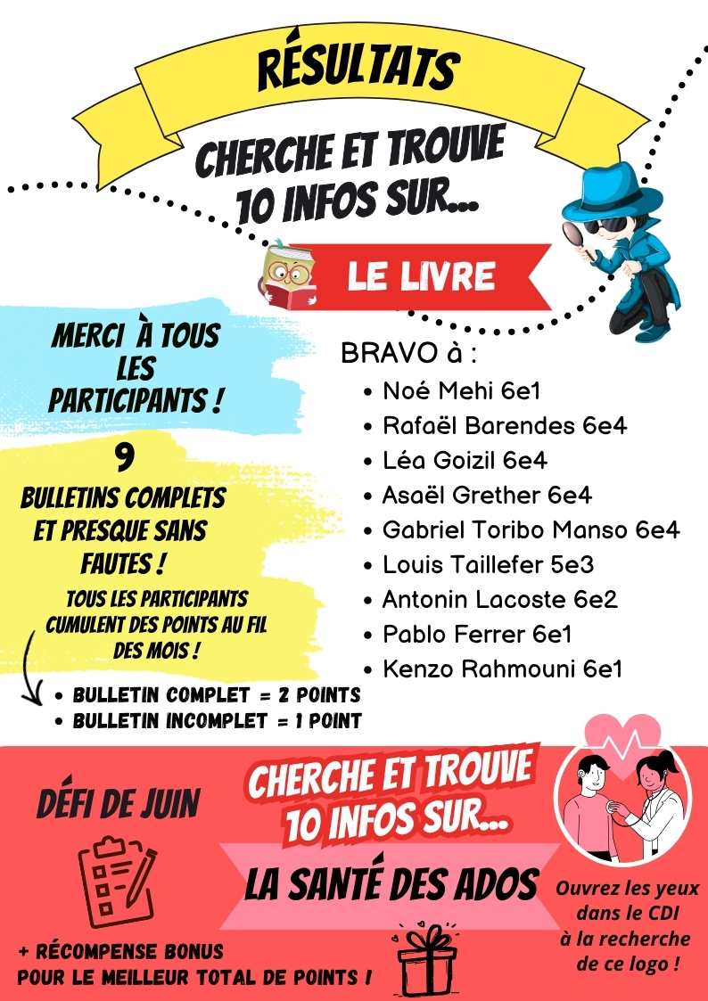 Les résultats du mois de mai